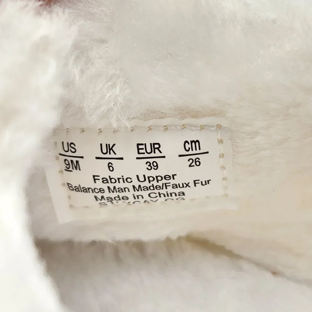 Dr. Scholl's Open Toe Off White Faux Fur Slipper Slides Women's 9 Minimalist